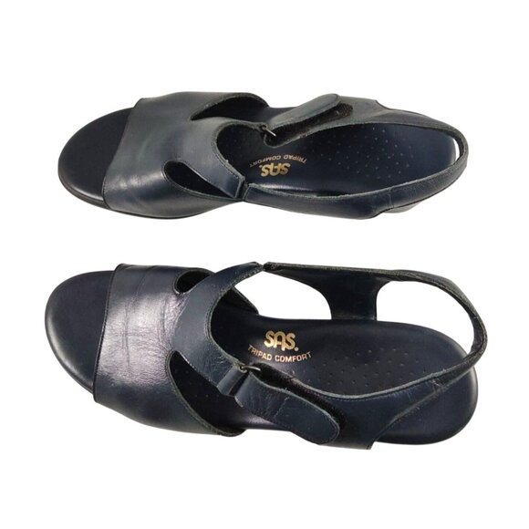 SAS Suntimer Women's Size 9.5M Navy Block Heel Sandals W/ Adjustable Strap - Picture 3 of 8